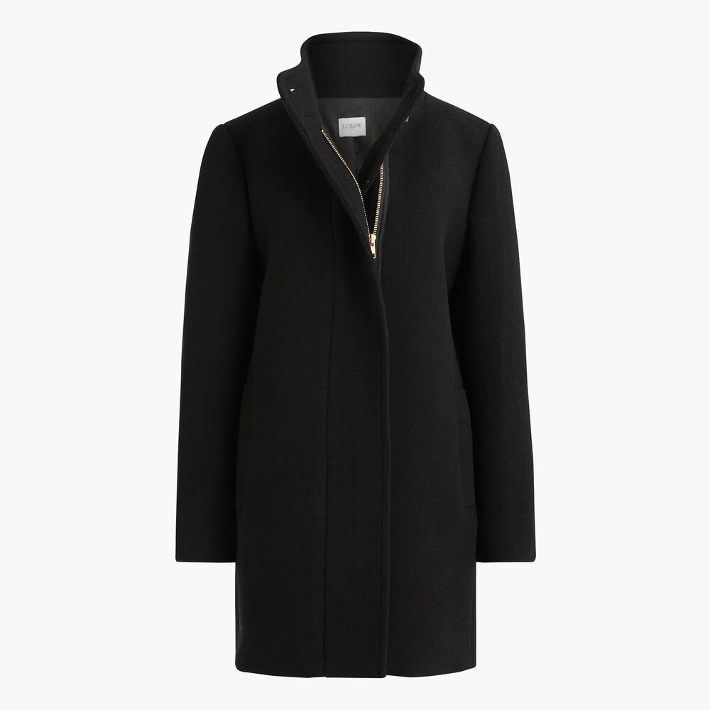 NWOT J Crew Factory City Coat with Button Neck Black 10